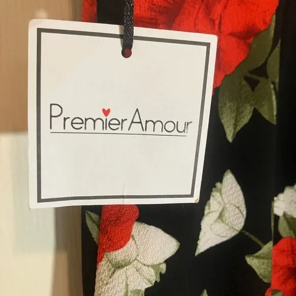 Premier Amour NWT, asymmetrical dress, cloth buttons, shoulder cut out, size 8 - Picture 3 of 5